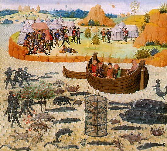 Alexander explores the deep in Ms. Fr. 9342, Biblioth&egrave;que nationale de Paris. Alexandre le Grand p. 193