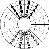 Byzantine chess, Zatrikion, was played on a round board